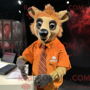 Orange hyæne maskot kostume...