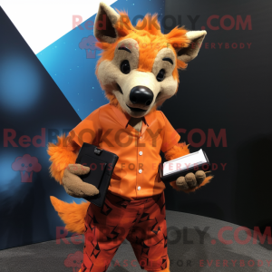 Orange Hyena mascot costume...