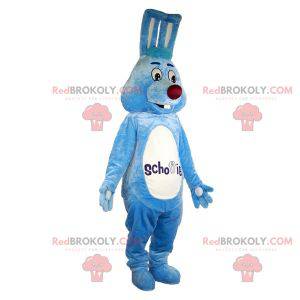 Cute and friendly blue and white rabbit mascot - Redbrokoly.com