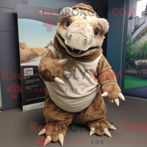 Tan Ankylosaurus maskot...