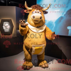 Guld Yak maskot kostume...