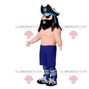 Piratmaskot med stor hat og øjenlap - Redbrokoly.com