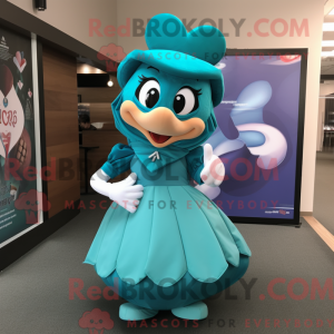 Teal Heart maskotdraktfigur...
