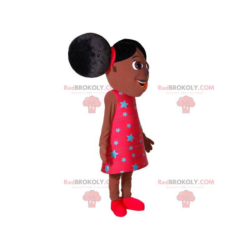 Mascotte de fille africaine avec deux grosses couettes -