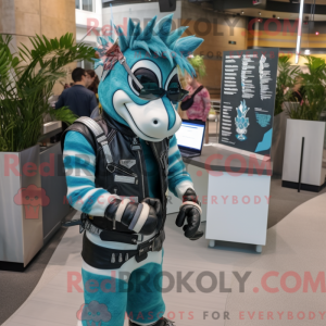 Postava maskota Teal Zebra...