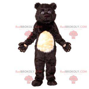 Mascotte d'ours noir et blanc mignon et poilu - Redbrokoly.com