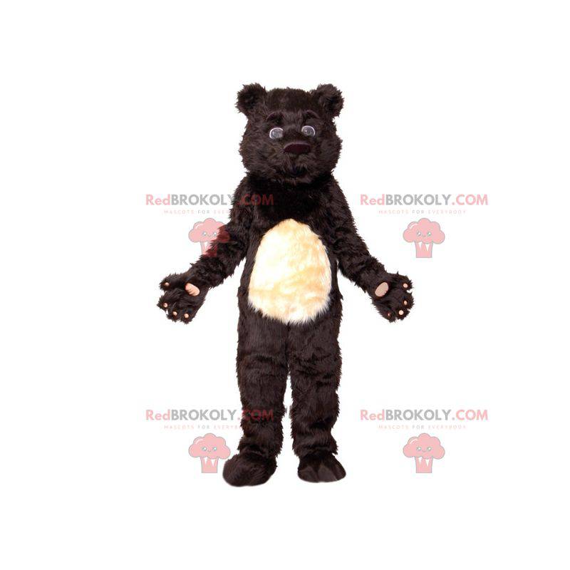 Mascote urso preto e branco fofo e peludo - Redbrokoly.com