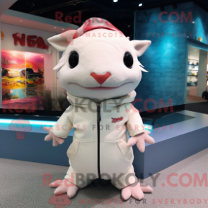 Fantasia de mascote de axolotes brancos com moletom e xales - Mascotes axolotes - REBROKO_236132 - RedBrokoly.com