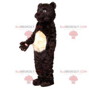 Mascotte d'ours noir et blanc mignon et poilu - Redbrokoly.com