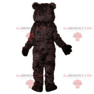 Mascotte d'ours noir et blanc mignon et poilu - Redbrokoly.com