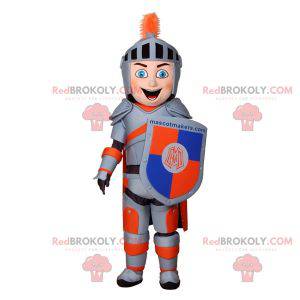 Knight maskot med grå och orange rustning - Redbrokoly.com