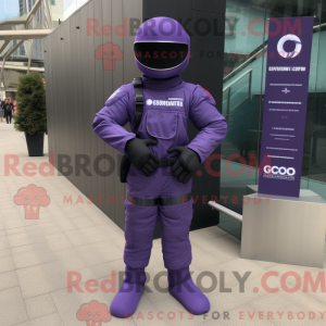 Fantasia de mascote Para Commando roxa com macacão e palmilhas - Mascotes do Para Commando - REBROKO_236167 - RedBrokoly.com
