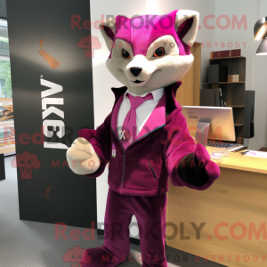 Fantasia de mascote Marten magenta com blazer e cachecol - Mascotes Marta - REBROKO_236169 - RedBrokoly.com