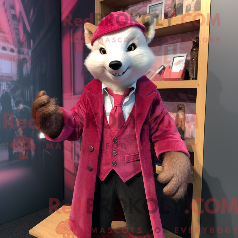 Fantasia de mascote Marten magenta com blazer e cachecol - Mascotes Marta - REBROKO_236170 - RedBrokoly.com