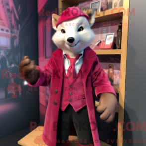 Fantasia de mascote Marten magenta com blazer e cachecol - Mascotes Marta - REBROKO_236170 - RedBrokoly.com