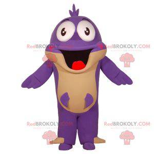 Funny and smiling purple and beige fish mascot - Redbrokoly.com