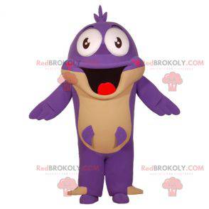 Funny and smiling purple and beige fish mascot - Redbrokoly.com