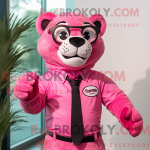 Pink Jaguar mascot costume...