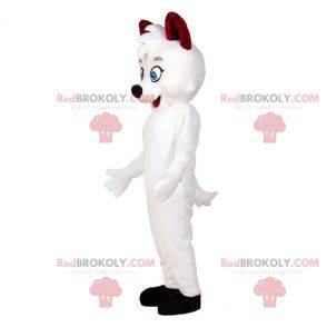 Witte kat mascotte met blauwe ogen. Witte hond mascotte -