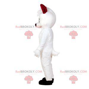 Witte kat mascotte met blauwe ogen. Witte hond mascotte -