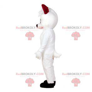 Witte kat mascotte met blauwe ogen. Witte hond mascotte -