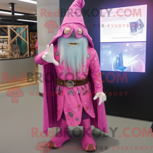 Mascotte de magicien rose...