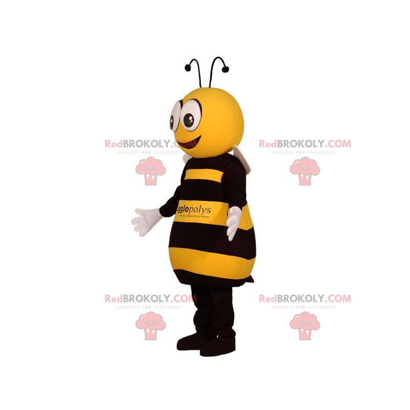 Mascotte d'abeille jaune et noire géante. Mascotte d'insecte -