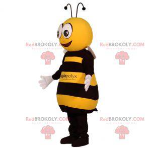 Mascotte d'abeille jaune et noire géante. Mascotte d'insecte -