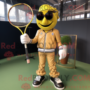 Gold Tennis Racket mascot...
