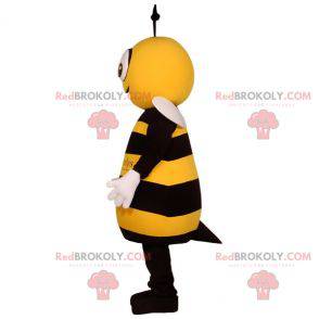 Mascota de abeja gigante amarilla y negra. Mascota del insecto