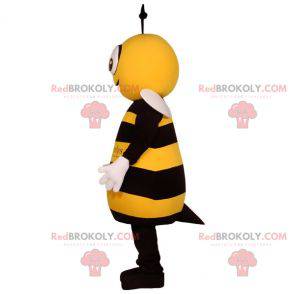 Mascotte d'abeille jaune et noire géante. Mascotte d'insecte -