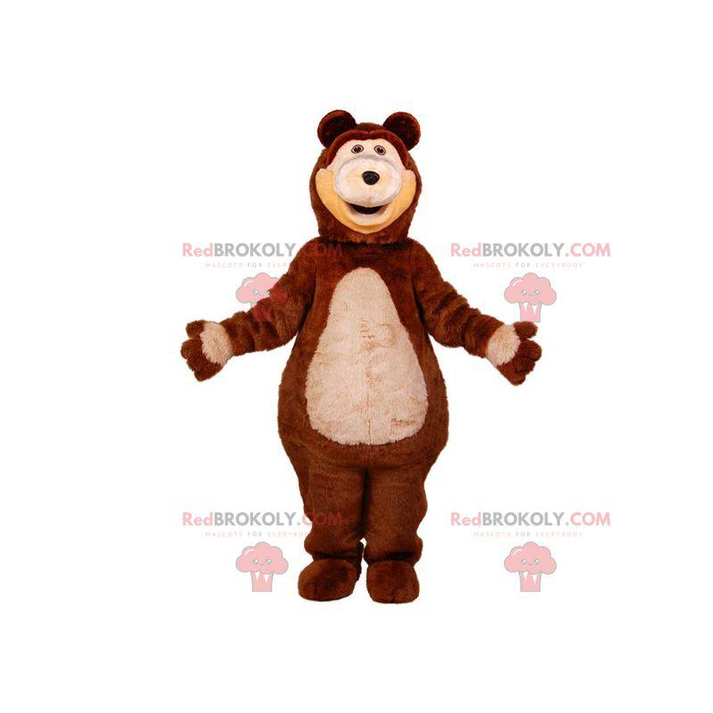 Kæmpe brun og beige bamse maskot - Redbrokoly.com