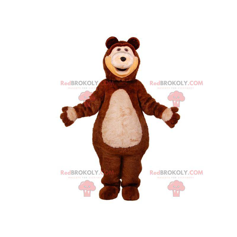 Mascotte de nounours d'ours géant marron et beige -