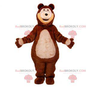 Mascotte de nounours d'ours géant marron et beige -