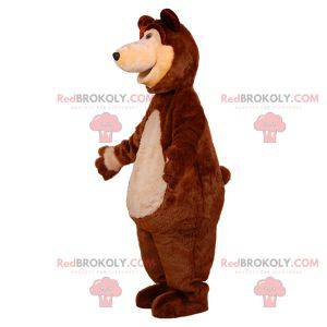 Mascotte de nounours d'ours géant marron et beige -