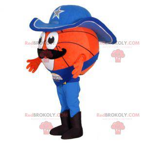 Mascotte de ballon de basket habillé en cow-boy - Redbrokoly.com