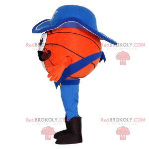 Mascotte de ballon de basket habillé en cow-boy - Redbrokoly.com
