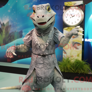 Grå Komodo Dragon maskot...