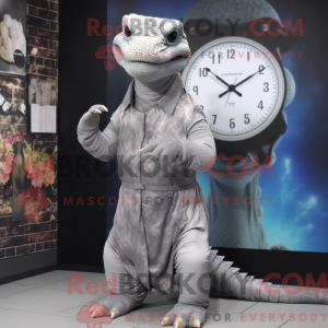 Grå Komodo Dragon maskot...