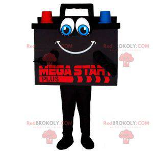 Mascota de batería de coche gigante colorida y sonriente -