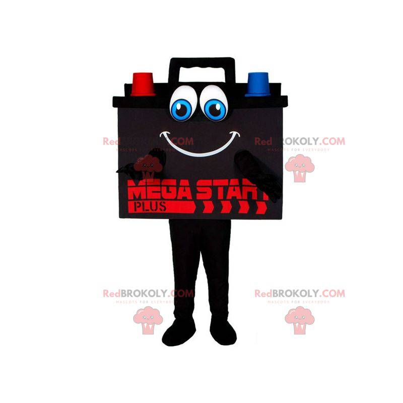 Colorful and smiling giant car battery mascot - Redbrokoly.com