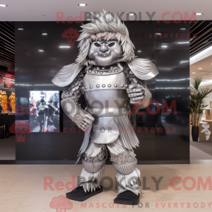 Sølv Samurai maskot kostume...