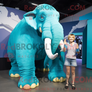 Cyan Mammoth maskot kostume...