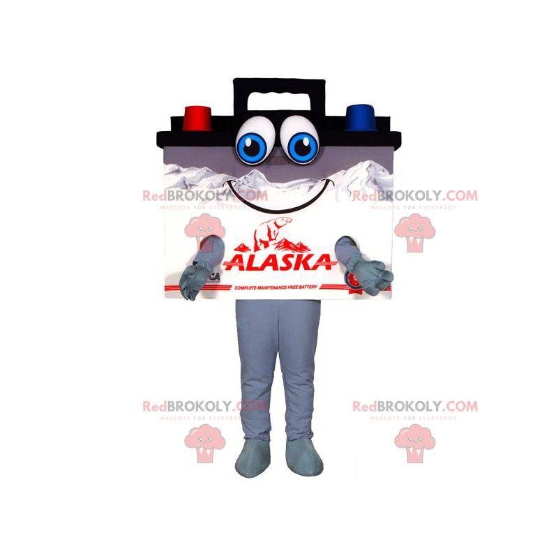 Giant black blue and red car battery mascot - Redbrokoly.com