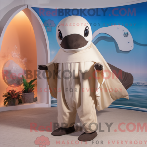 Beige orka-mascottekostuum...