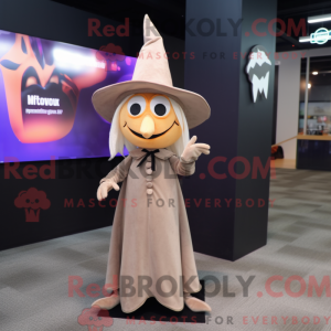 Beige Witch S Hat maskot...