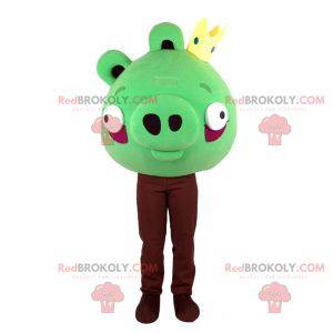 Mascotte Angry Birds verte. Mascotte de cochon vert -