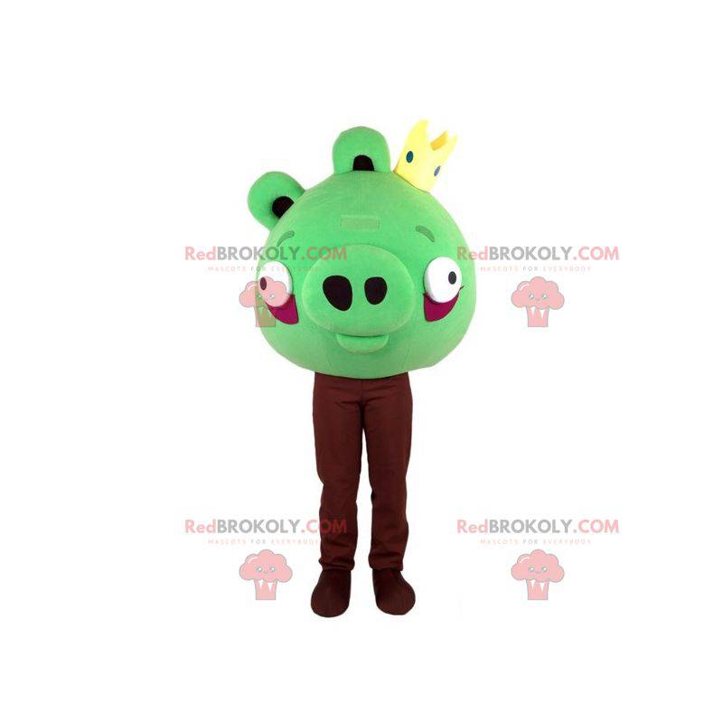 Mascota verde de Angry Birds. Mascota de cerdo verde -