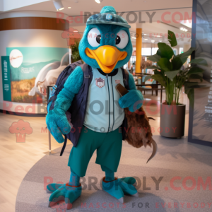 Teal Hawk mascot costume...