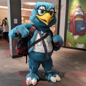 Teal Hawk maskot kostume...